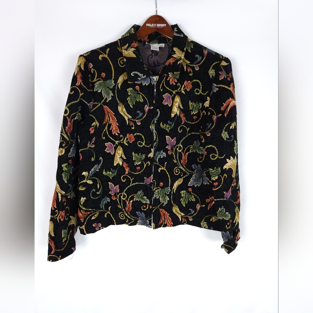 Dress Barn Black and Green Blazer with Vintage-Inspired Design